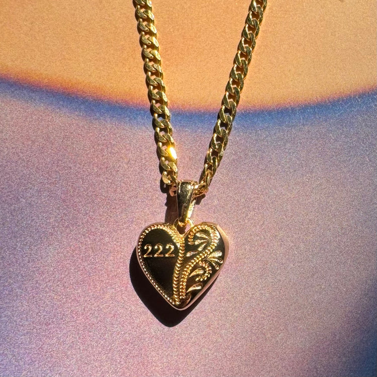Angel Heart 222 or 444 pendant necklace in GOLD or SILVER