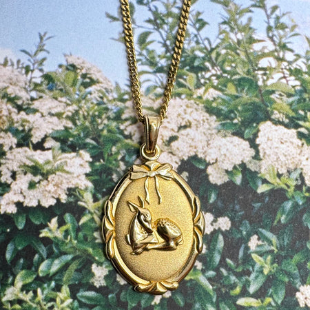 Bambi & Swan pendant necklace/ GOLD or SILVER