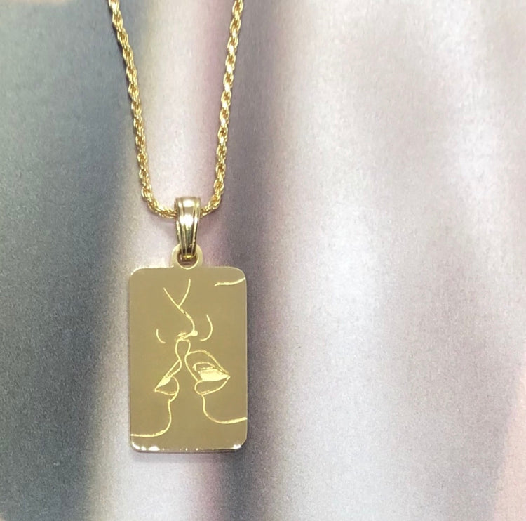 25%OFF Kiss on the beach pendant necklace/ GOLD or SILVER