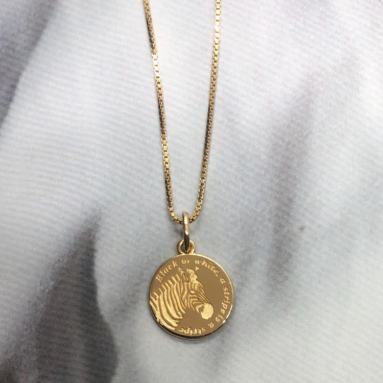 Zebra pendant necklace/ GOLD or SILVER