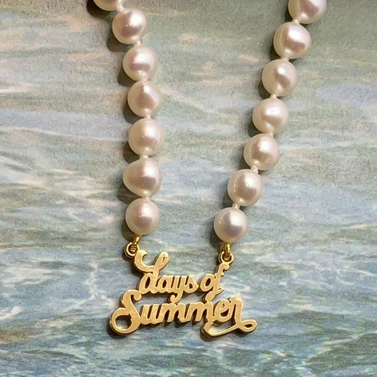 Days of Summer pendant necklace/ Gold or Silver/ figaro or pearls necklace