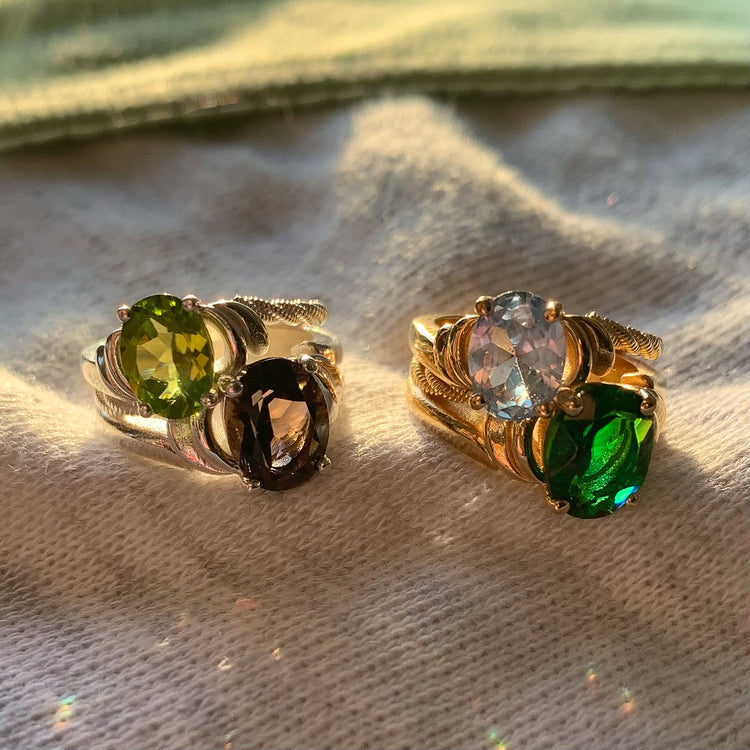 Double Baby Stunner Ring/ STERLING SILVER or GOLD VERMEIL/ choices of gemstones